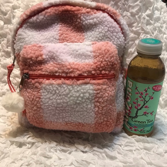 Cat & Jack, NWT Girls' Plaid Sherpa Mini Backpack - Picture 7 of 8